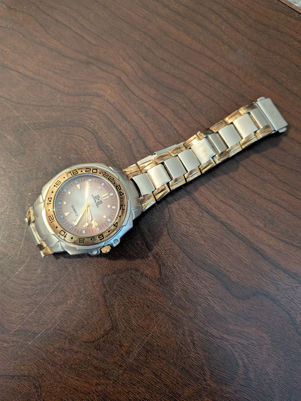 Two-Tone Stainless Steel Watch with Gold Accents (Needs New Battery And Flaws)